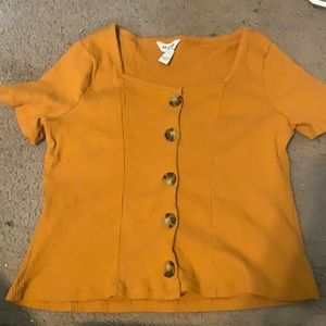 arizona jean co orange button up knit top.